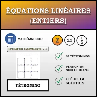 Tétromino: Équations linéaires (entiers), transformation équivalente (multiplication, division)