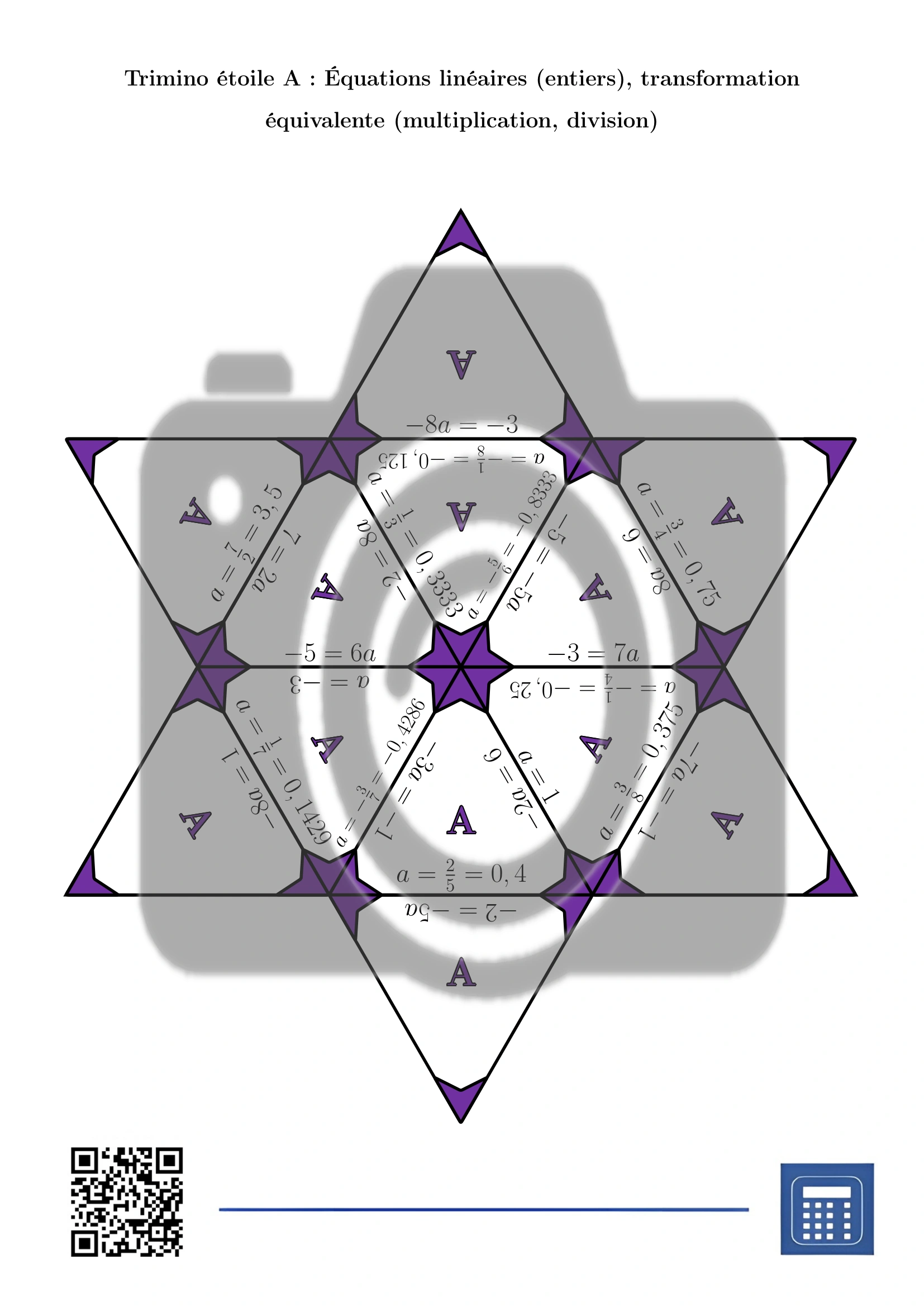 Trimino: Équations linéaires (entiers), transformation équivalente (multiplication, division) – Image 4