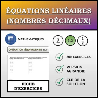 Fiche d'exercices: Équations linéaires (nombres décimaux), transformation équivalente (multiplication, division)