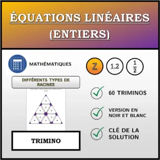 Trimino: Équations linéaires (entiers), différents types de solutions