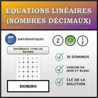 Domino: Équations linéaires (nombres décimaux), différents types de solutions