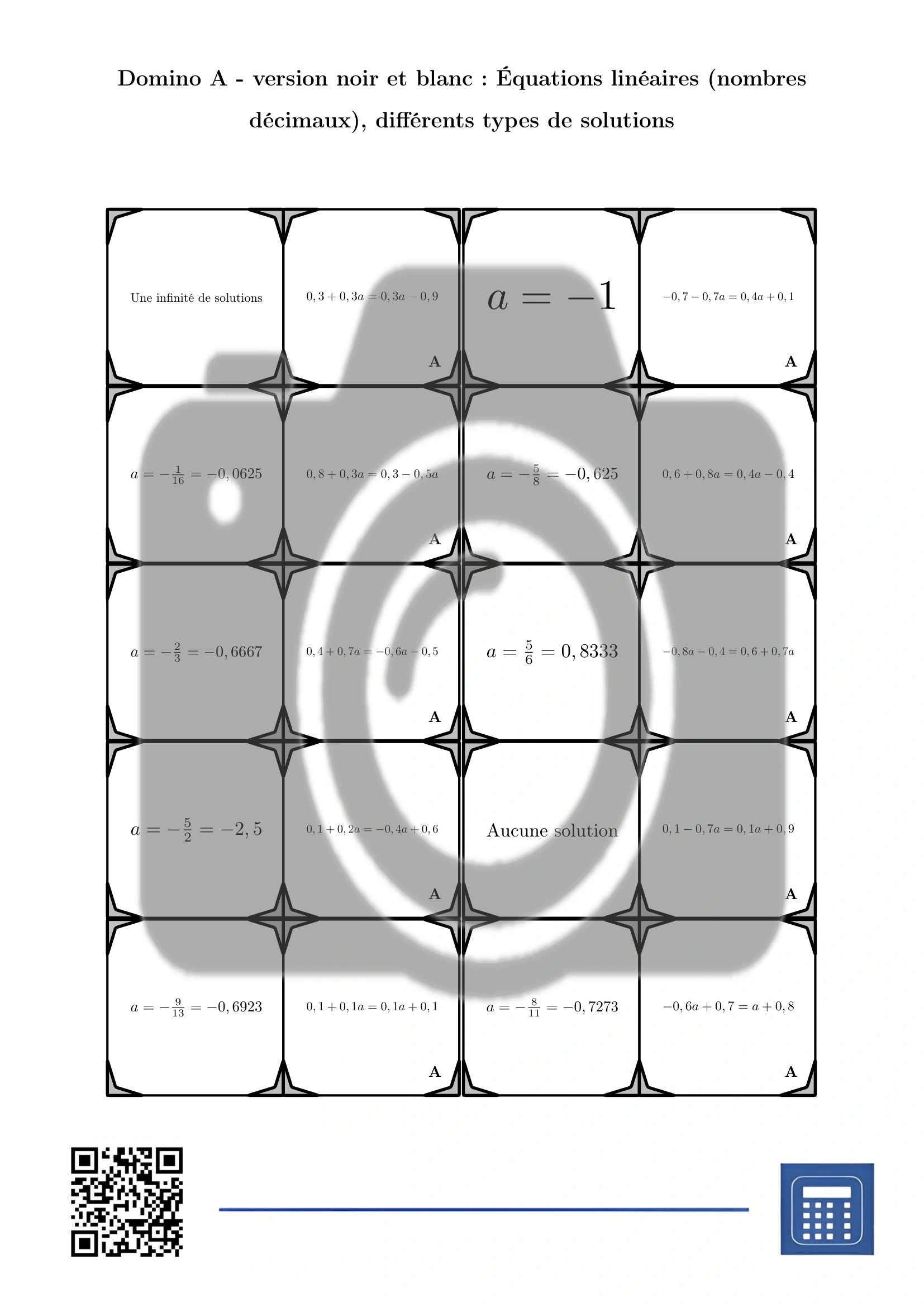 Domino: Équations linéaires (nombres décimaux), différents types de solutions – Image 3
