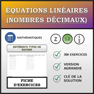 Fiche d'exercices: Équations linéaires (nombres décimaux), différents types de solutions