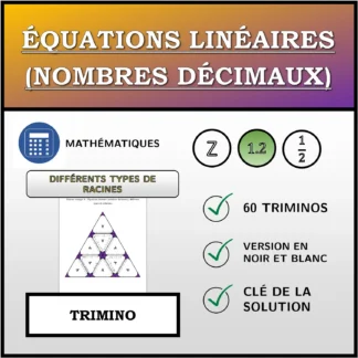 Trimino: Équations linéaires (nombres décimaux), différents types de solutions