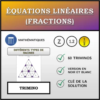 Trimino: Équations linéaires (fractions), différents types de solutions