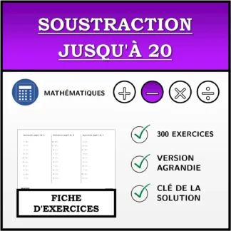 Fiche d'exercices: Soustraction jusqu'à 20