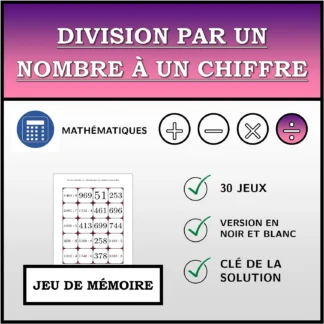 Jeu de mémoire: Division par un nombre à un chiffre