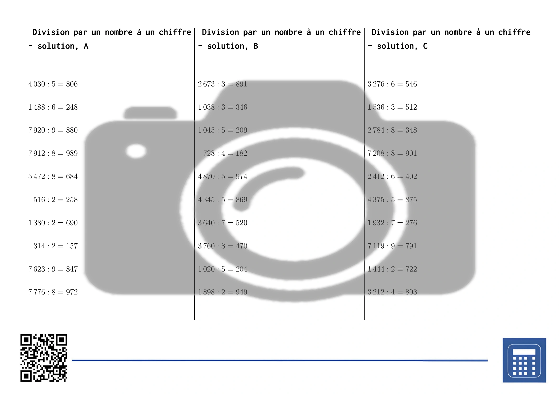 Fiche d'exercices: Division par un nombre à un chiffre – Image 4