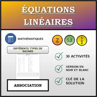 Exercice d'association: Équations linéaires, différents types de solutions