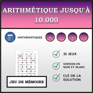 Jeu de mémoire: Arithmétique jusqu'à 10 000
