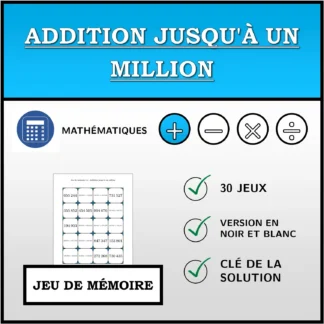 Jeu de mémoire: Addition jusqu'à un million