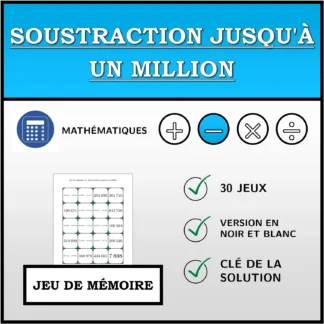 Jeu de mémoire: Soustraction jusqu'à un million