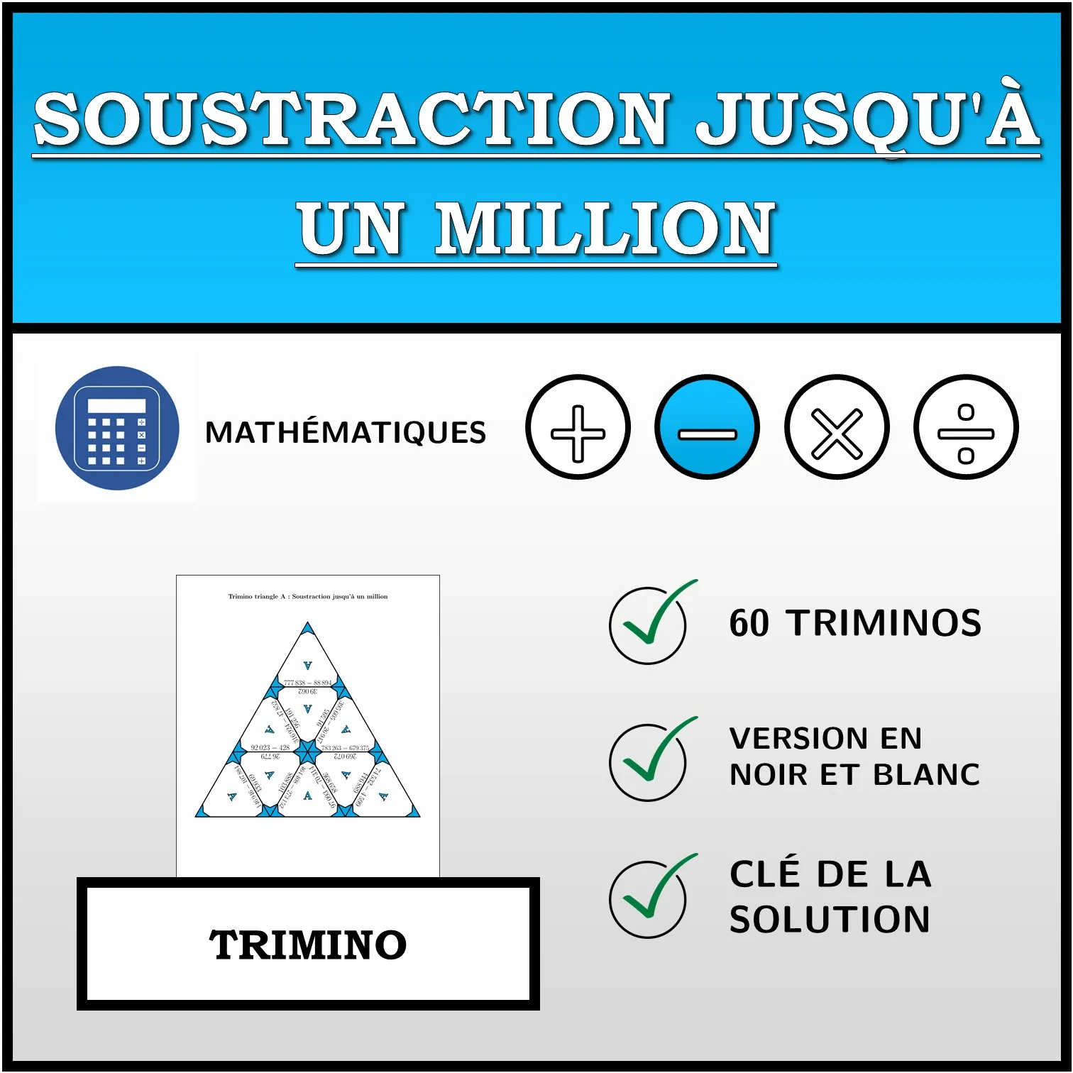 Trimino: Soustraction jusqu'à un million