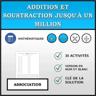 Exercice d'association: Addition et soustraction jusqu'à un million