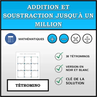 Tétromino: Addition et soustraction jusqu'à un million