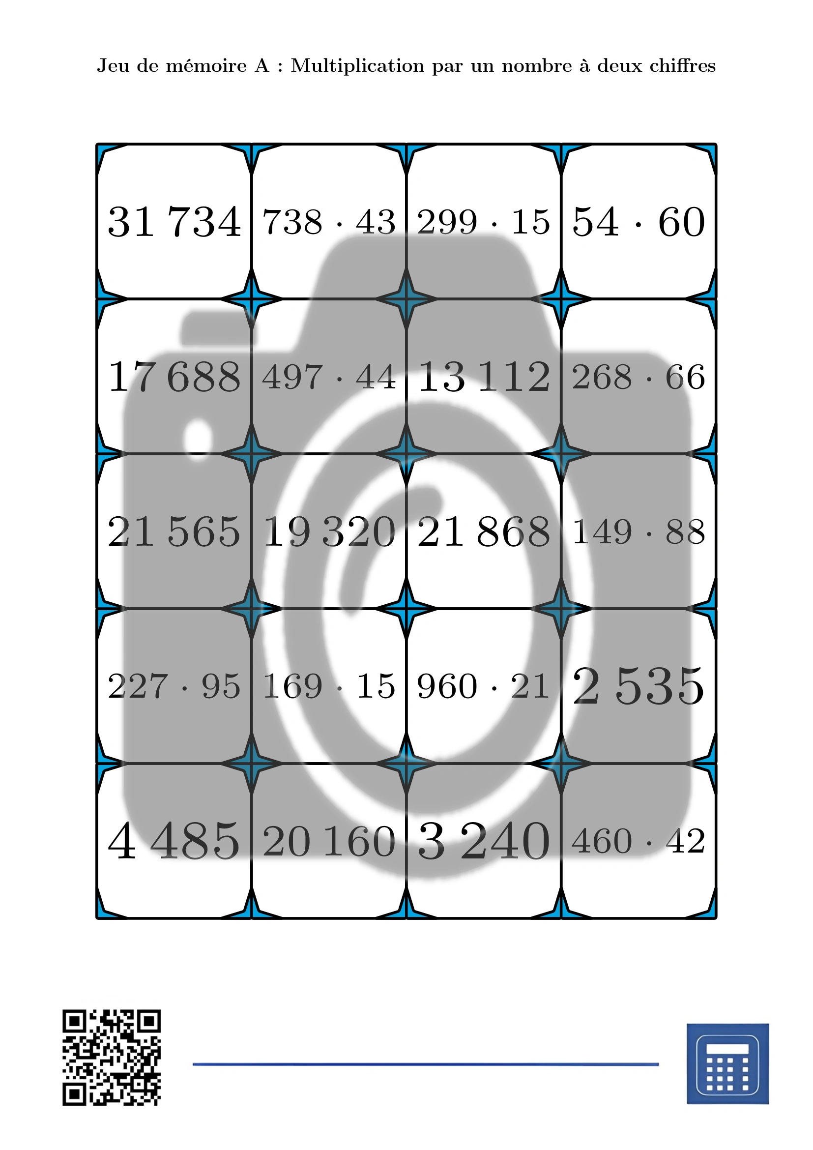 Jeu de mémoire: Multiplication par un nombre à deux chiffres – Image 2
