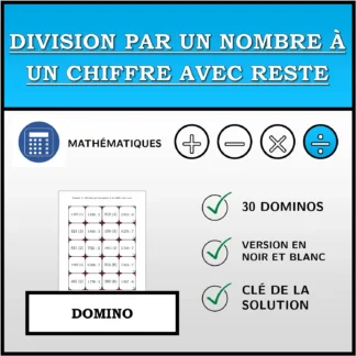 Domino: Division par un nombre à un chiffre avec reste