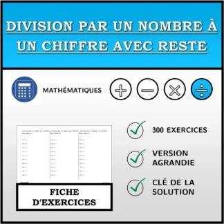 Fiche d'exercices: Division par un nombre à un chiffre avec reste