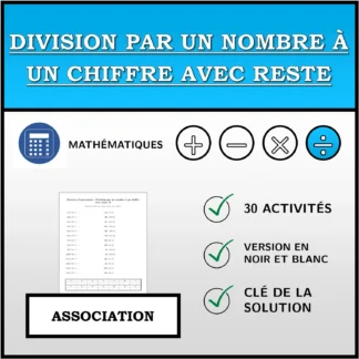 Exercice d'association: Division par un nombre à un chiffre avec reste