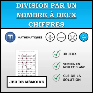 Jeu de mémoire: Division par un nombre à deux chiffres