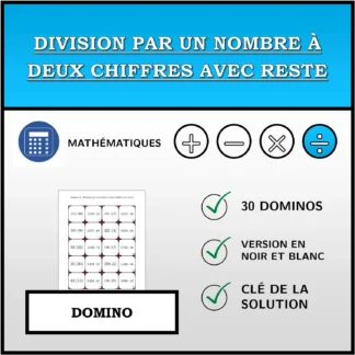 Domino: Division par un nombre à deux chiffres avec reste