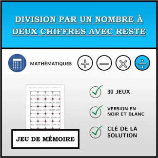 Jeu de mémoire: Division par un nombre à deux chiffres avec reste