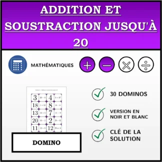 Domino: Addition et soustraction jusqu'à 20
