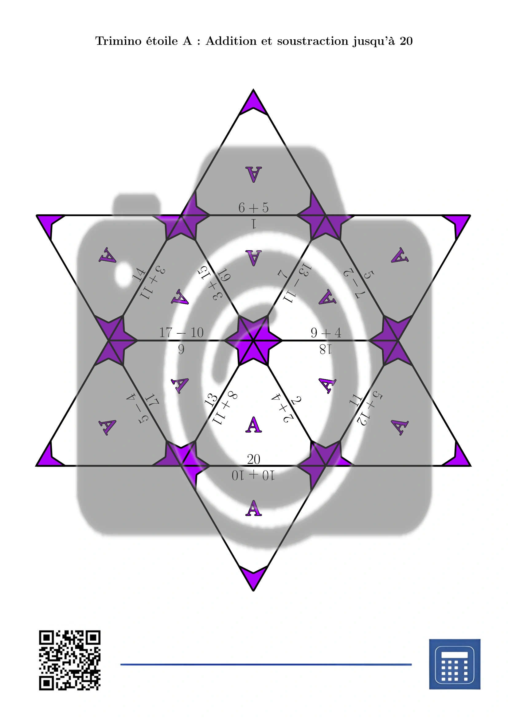 Trimino: Addition et soustraction jusqu'à 20 – Image 4