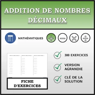 Fiche d'exercices: Addition de nombres décimaux