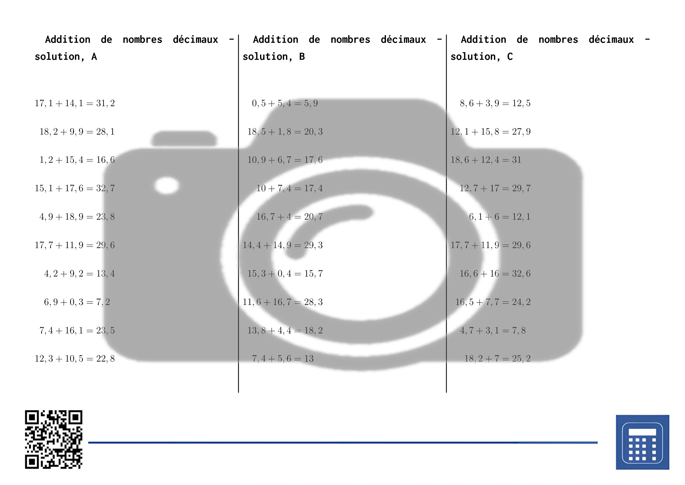 Fiche d'exercices: Addition de nombres décimaux – Image 4