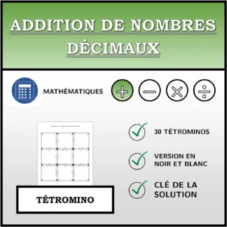 Tétromino: Addition de nombres décimaux