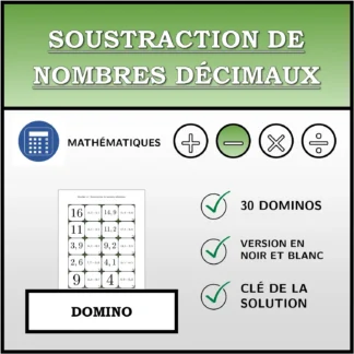 Domino: Soustraction de nombres décimaux
