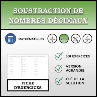 Fiche d'exercices: Soustraction de nombres décimaux