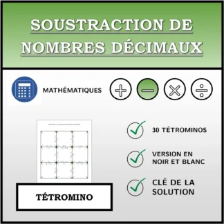 Tétromino: Soustraction de nombres décimaux