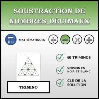 Trimino: Soustraction de nombres décimaux