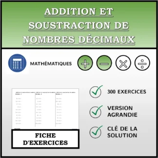 Fiche d'exercices: Addition et soustraction de nombres décimaux