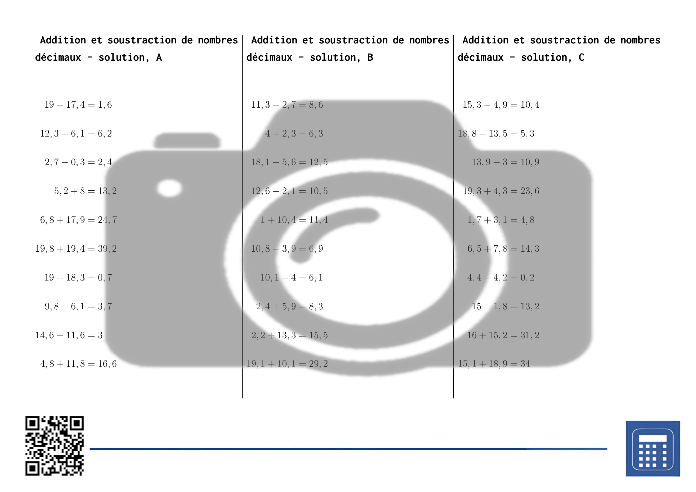 Fiche d'exercices: Addition et soustraction de nombres décimaux – Image 4