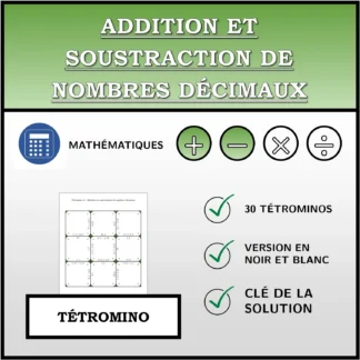 Tétromino: Addition et soustraction de nombres décimaux