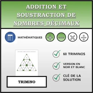Trimino: Addition et soustraction de nombres décimaux