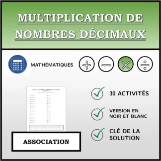 Exercice d'association: Multiplication de nombres décimaux