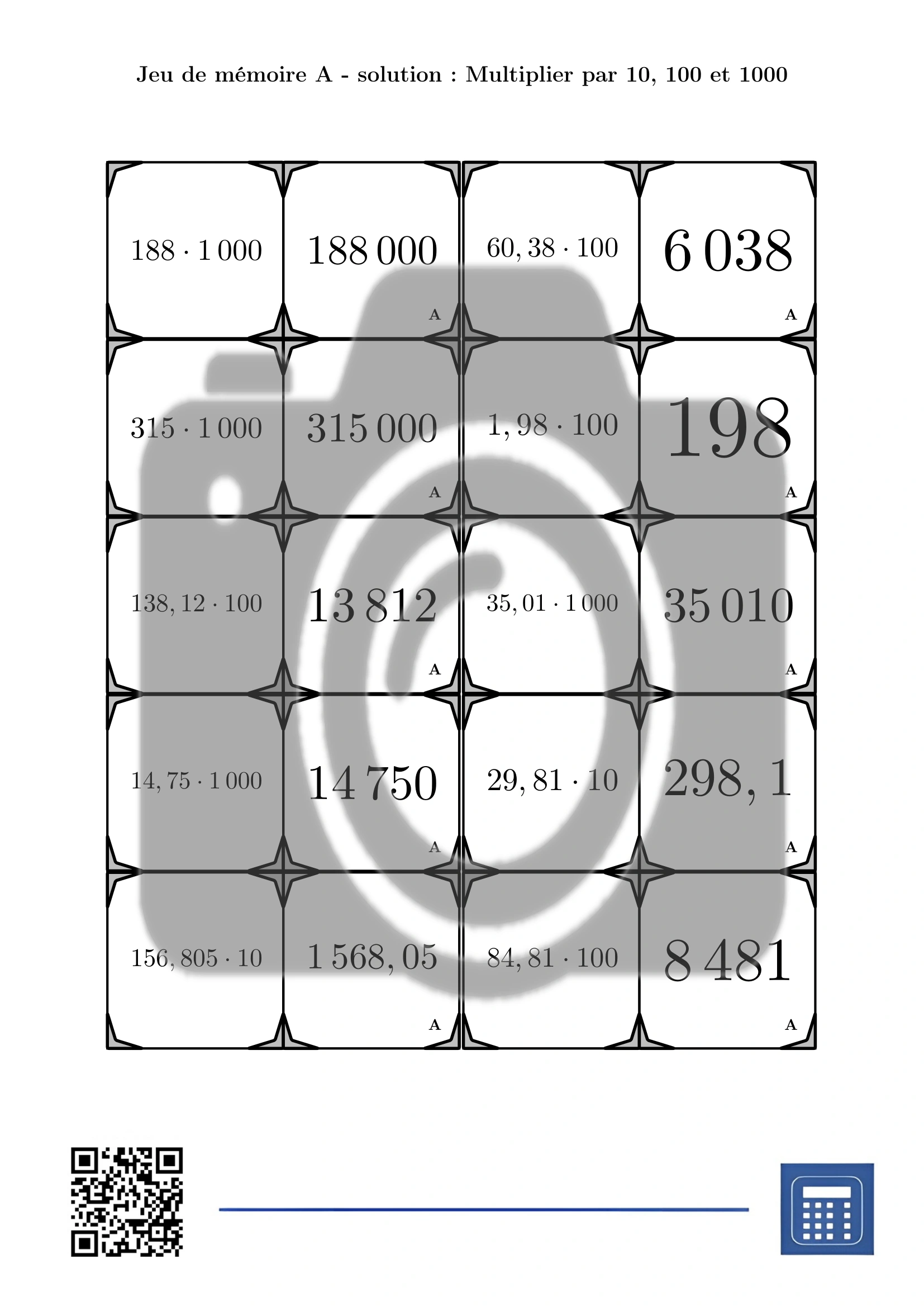 Jeu de mémoire: Multiplier par 10, 100 et 1000 – Image 4