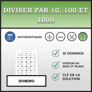 Domino: Diviser par 10, 100 et 1000