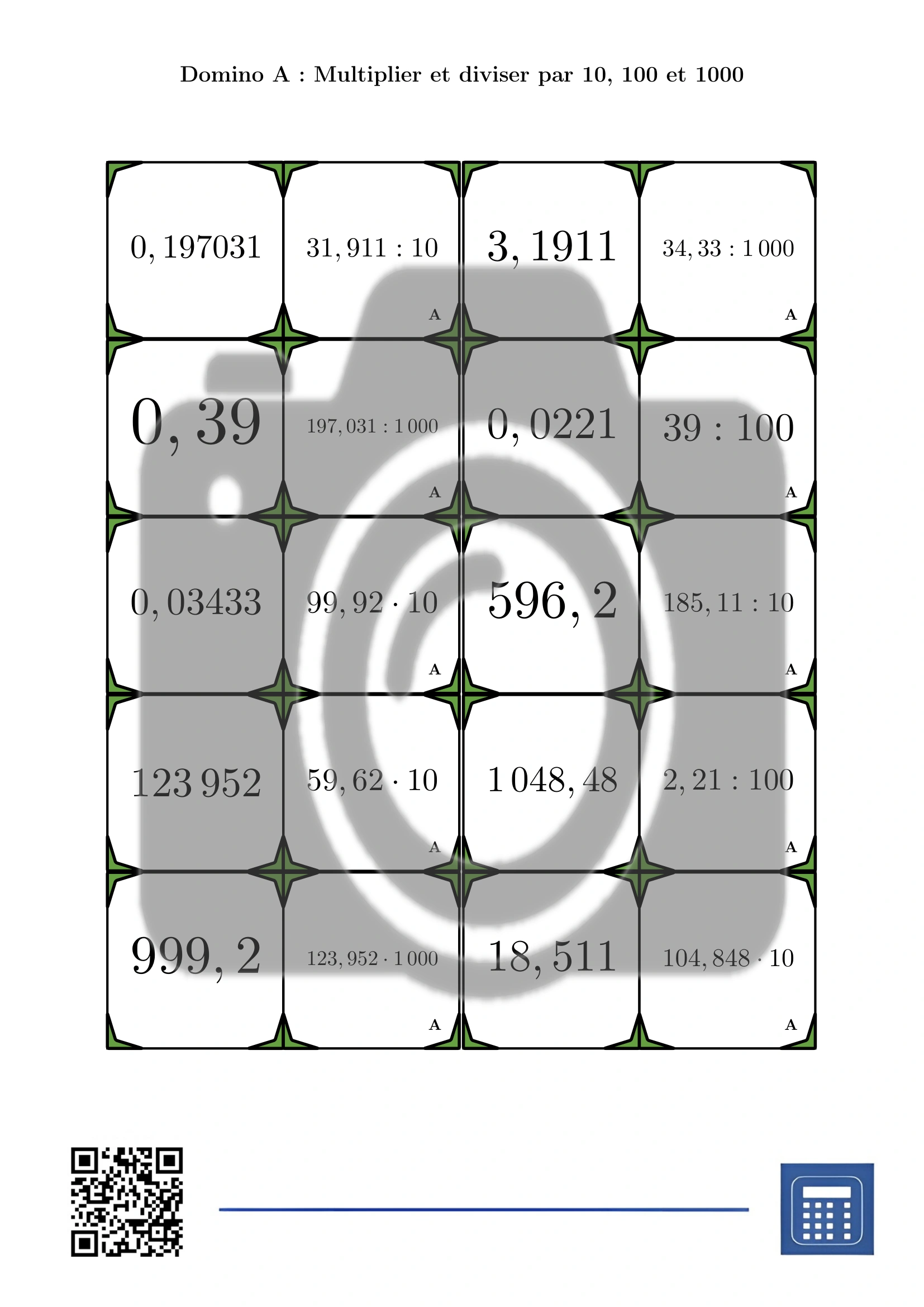Domino: Multiplier et diviser par 10, 100 et 1000 – Image 2