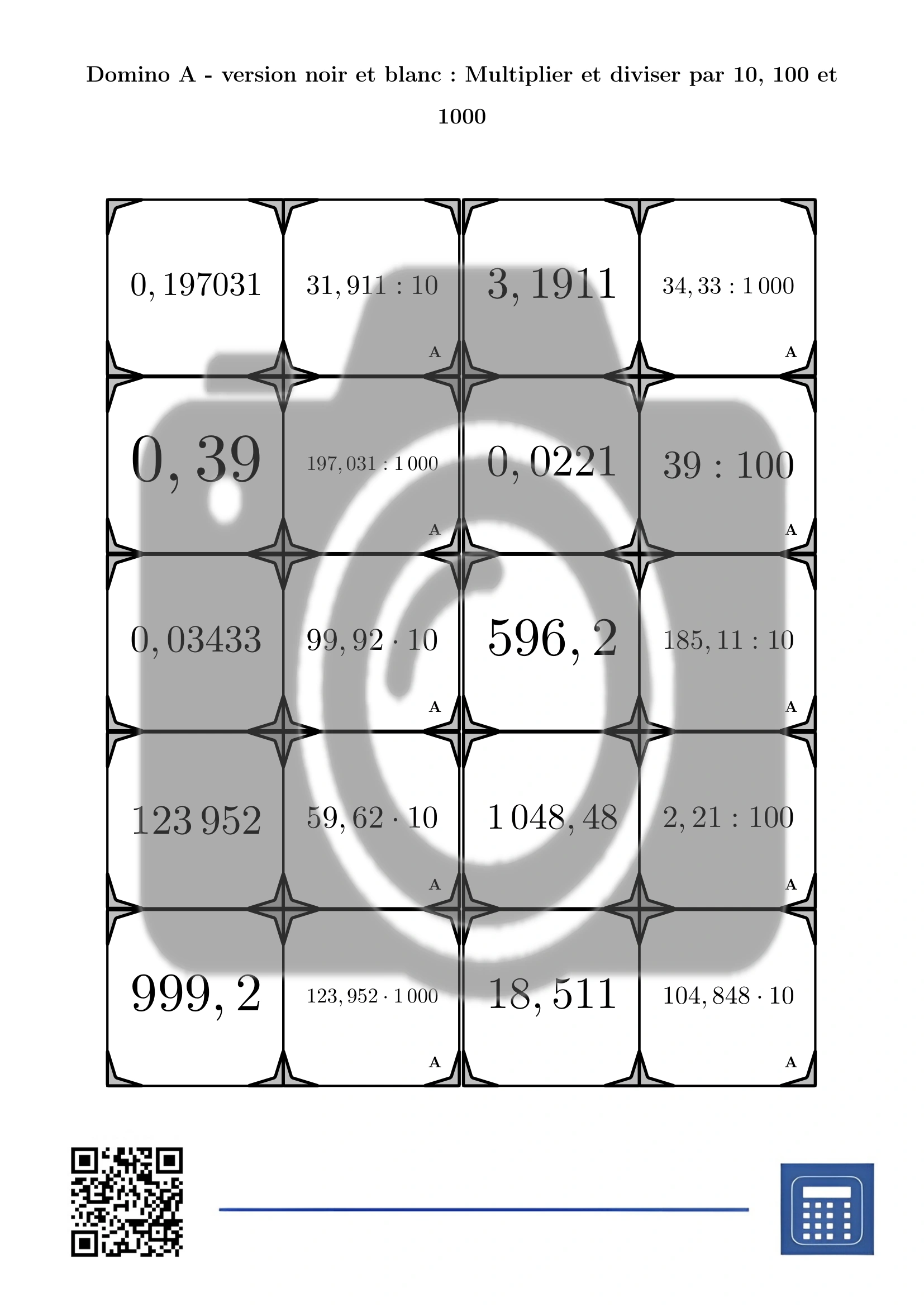 Domino: Multiplier et diviser par 10, 100 et 1000 – Image 3