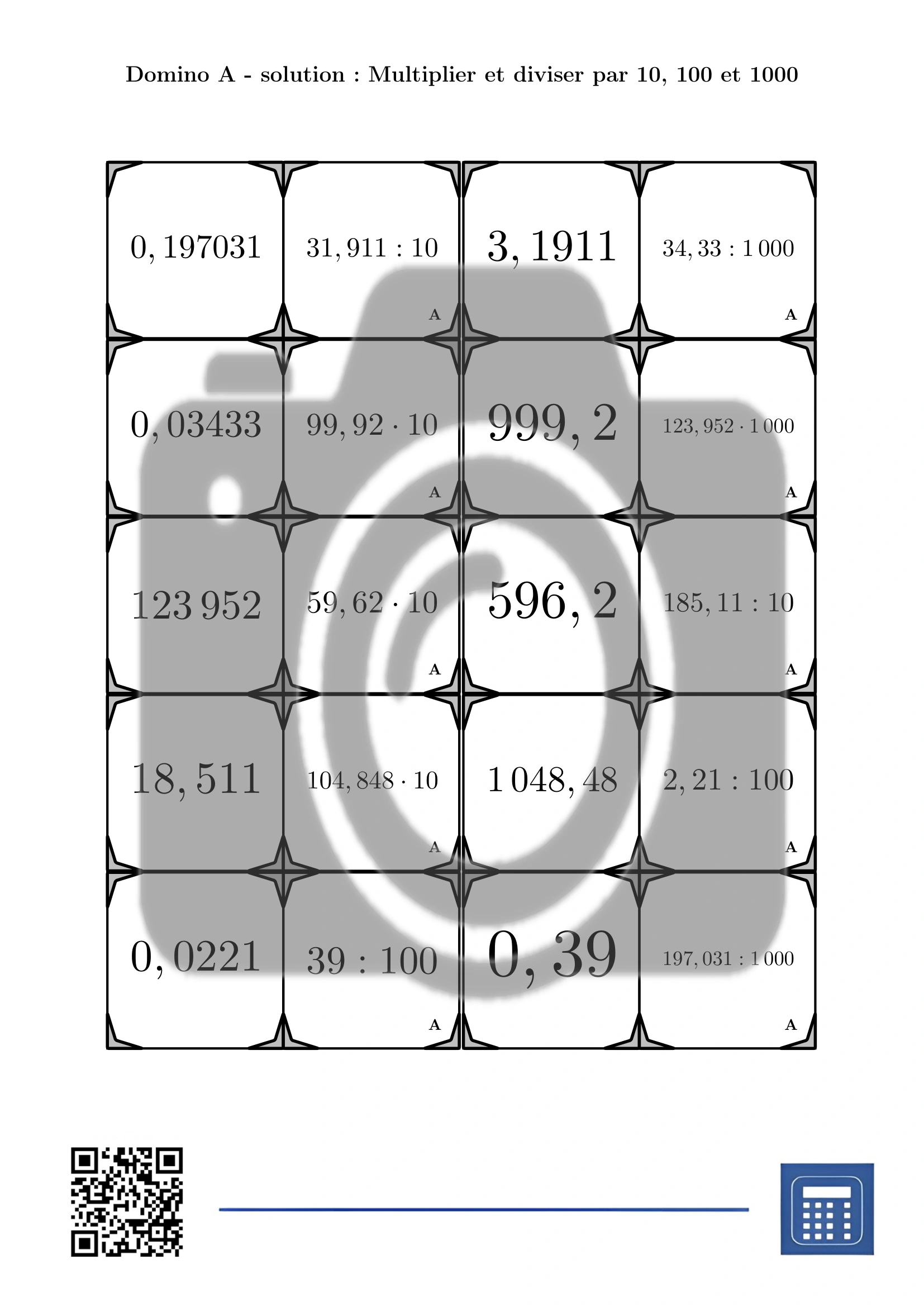 Domino: Multiplier et diviser par 10, 100 et 1000 – Image 4