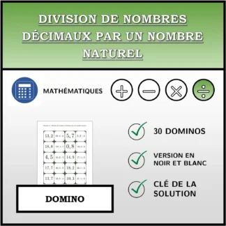 Domino: Division de nombres décimaux par un nombre naturel