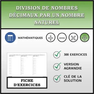 Fiche d'exercices: Division de nombres décimaux par un nombre naturel