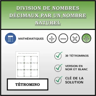 Tétromino: Division de nombres décimaux par un nombre naturel