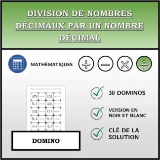 Domino: Division de nombres décimaux par un nombre décimal