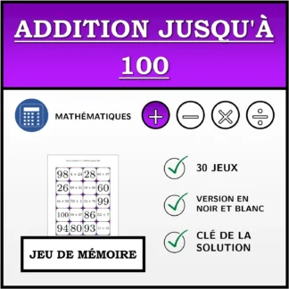 Jeu de mémoire: Addition jusqu'à 100